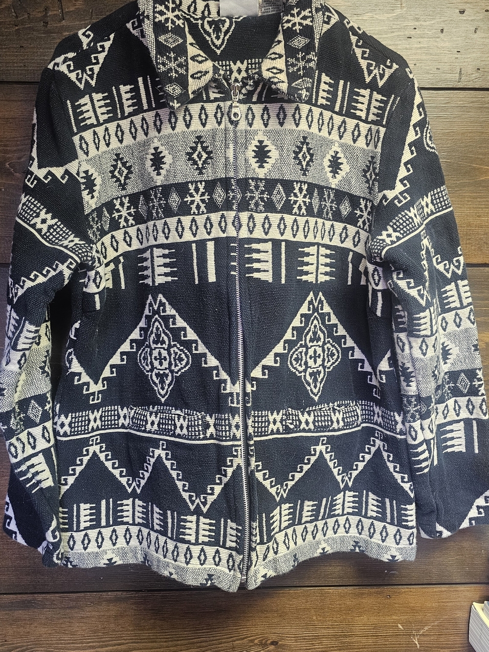 VintagE Boho Fashion Bug 90s Tapestry Jacket Southwestern Aztec Womens Size Med